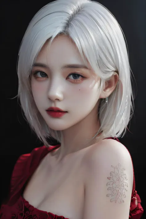 (4k, best quality, highres, absurdres, masterpiece:1.21), (realistic:1.331), detailed and intricate, 
1girl, white hair, red shirt, <lora:girlslike_lyt25:0.7>