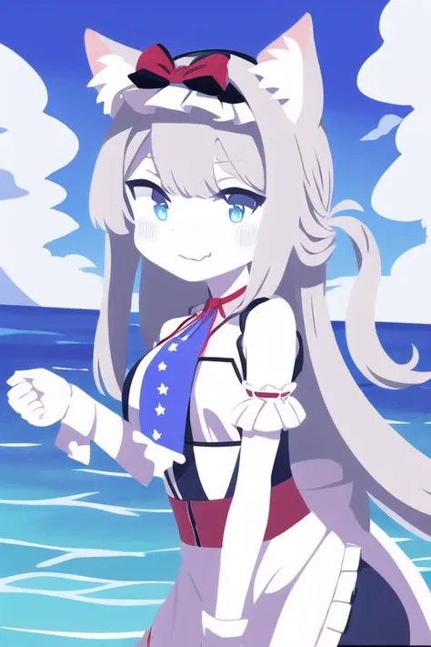 hammann_\(azur_lane\),1girl, solo, sea, looking_at_viewer,flat color