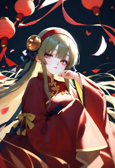 score_9, score_8_up, score_7_up, score_6_up, 1girl, chinese clothes, hairband, hanfu, jewelry, jitome, long hair, long sleeves, looking at viewer, ribbon, solo, very long hair, wide sleeves, upper body, <lora:QEW:1>