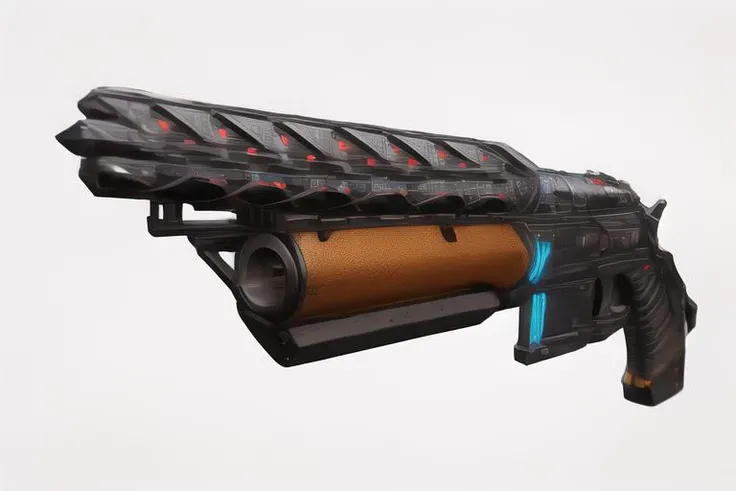 masterpiece, best quality,no humans, destiny2weapon,science fiction,white background simple background, 8k, unmatched details,metal texture,cyberpunk,
