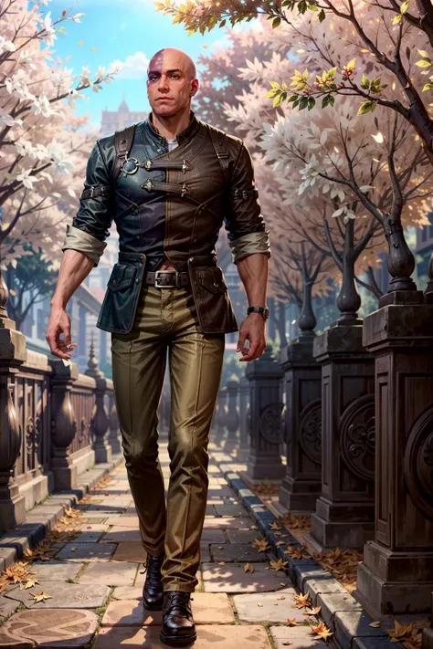 (masterpiece, best quality:1.3)
<lora:epi_noiseoffset2:1> <lora:add_detail:0.7> <lora:BGMinsc:0.8>
BGMinsc, 1boy, solo, bald, facial mark, muscular, full body , autumn park, midday, warm and golden light filtering through colorful foliage