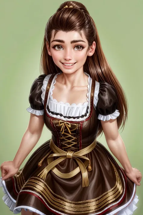 Juliana from Ecuador, medium (chin-length:1.2) brush-cut chocolate hair, <lora:Dirndl_v1:0.8> dirndl, <lora:make25d_type2_v100:0.8>