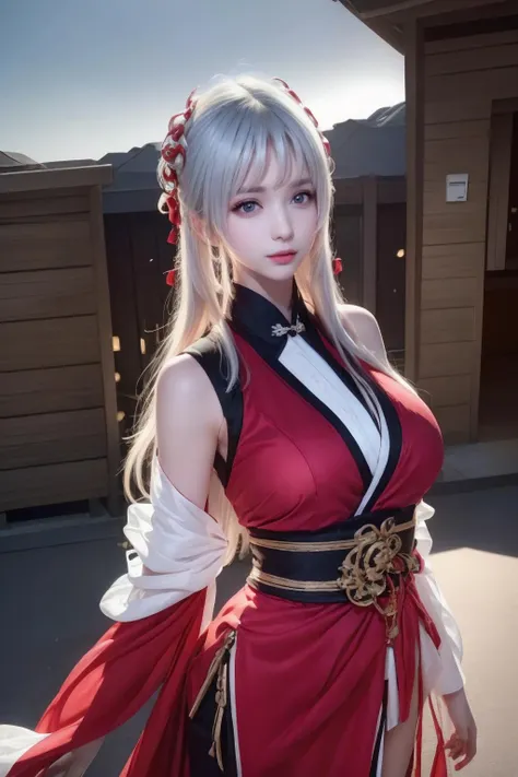 face lighting,bright backlight,super high resolution,best quality,Photos,4k,bzh,1girl,detached sleeves,solo,dress,white hair,long hair,(black eye:1.2),red dress,(the whole body:1.5),looking at viewer,
<lora:bzh-4:0.8>,