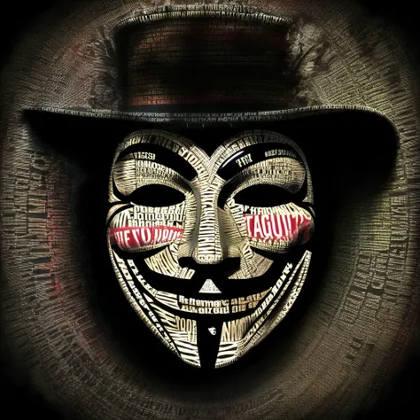 Anonymous with Guy Fawkes mask, versotiste, <lora:versotiste:1>, dark background