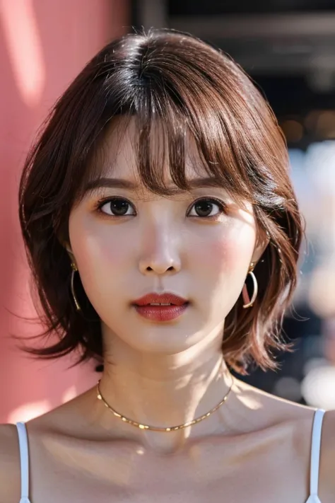 style of Liam Wong, hyper realistic, upper body portrait, real life, 8k render, korean woman, cityscape background, daytime, bloom, sunlight, streetview, streetsigns, street markings, tokyo, osaka, kabukicho, insanely beautiful woman, supermodel, kpop star pureerosface_v1, floating hair, 1girl, seductive pose, absurdres, real life, shot on iphone, leica lense, sony, dslr, studio lighting, pale skin, egirl, white hair, subsrface scattering, <lora:Aoi Tsukasa:0.7>,