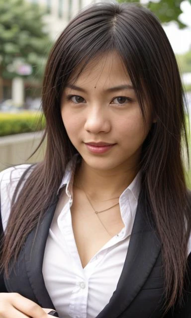 asian girl , hijab, naked, blazer, nipples, smile, hairy pussy, outdoor
