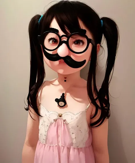 full color,best quality, ultra detailed, illustration, an extremely delicate and beautiful,4k,2d,
{1girl},20years old,female,dress,twin tail,standing,
toy glasses,toy nose,toy Beard,
<lora:toyglasses:1>toyglasses,