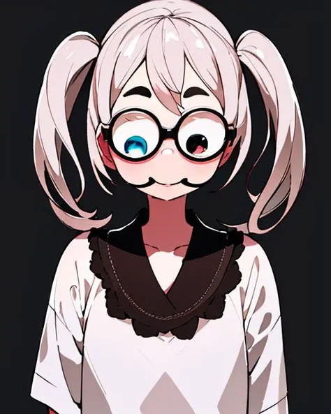 best quality, ultra detailed, illustration, an extremely delicate and beautiful,4k,hires,
1girl,shirt,twin tail,standing,upper body,face focus,
toy glasses ,toy eyes,glasses in black dot,
<lora:toyglassesV1.4A:1>TGmoveEye