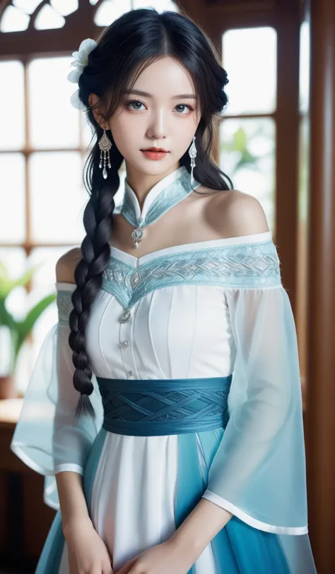 (Best quality,masterpiece,ultra realistic:1.3), (extremely intricate masterful beautiful:1.3), (hyperrealistic photography,photorealistic:1.4),(extremely ultra-detailed),RAW, (natural skin, detailed skin),(skindentation:0.3),(Art Nouveau:1.3),(vivid colors:1.3),(close portrait:1.3),(Beautiful fractal art:1.3),(((photo raw)), Underlighting and Practical Lighting high contrast and Chromatic Aberration and Matte Painting and Depth of Field Blur , ,),girl,1girl,peerlessly beautiful idol, beautiful detailed eyes,showing fashion wear,(see-through_clothing),(very_long_hair),(Elegant posture),shine,glowing,sparkling, film grain texture,analog photography aesthetic,dynamic composition,beautiful spirals,energy coalescing and vibrating,(dynamic angle,dynamic pose),(Close-up photo:1.3),(sitting:1),
gothic_lolita,wearing see-through (gothic outfit:1),(((very short miniskirt))),charming,alluring,seductive,enchanting,
(female aging gracefully, statuesque, gypsies, turquoise eyes, elongated ears, round chin, angular forehead, sculpted cheekbones, , indigo dutch braid hair, affection wearing wrap-style pants, kimono top, peep-toe heels, , kneeling, showing humility),(slim full body clothing, Off-Shoulder Neckline, wool, Cutout Sleeves, Maxi Length, natural waist, flared skirt, stone wash,,Suspender Buttons,,Back pockets),(cartilage earrings, vivid numerous inclusions turquoise, emerald cut, table facets, 2.50 carat, hypnotic, matte, palladium, unyielding, hardy, bleaching, art deco setting, natural, hard to find, vintage, antique, cultural symbols),(archipelago, crevasse),(orchid aquatic radiant selenite),(enchanted inn of the traveler, plastic lumber,wood shingles or shake roof,terracotta, Bioluminescent Organisms, moving head lights),
SimplePositiveXLv2