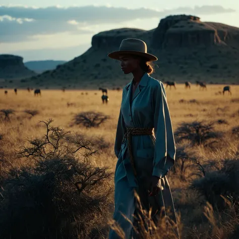 (((At the Serengeti National Park during the Great Migration))), volumetric lighting, vibrant colors, 4k epic detailed, shot on kodak, 35mm photo, sharp focus, high budget, cinemascope, moody, epic, gorgeous, film grain, grainy, low key photography, dramatic lighting, intense emotions, cinematic feel, mysterious ambiance, emphasizing shape and form, creating depth, evoking drama, storytelling through shadows, professional technique,professional lighting, imaginative concept, creative styling, otherworldly aesthetic, surreal visual, captivating narrative, intricate detail, fantastical landscape, editorial storytelling, professional lighting, creating visual impact, evoking emotion, pushing creative boundaries <lora:add-detail-xl:2> <lora:Cosine_freck:1>