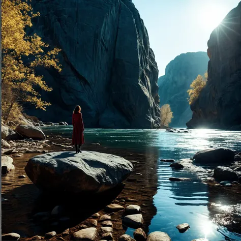 (((By a river with Lorelei Rock in the background))), volumetric lighting, vibrant colors, 4k epic detailed, shot on kodak, 35mm photo, sharp focus, high budget, cinemascope, moody, epic, gorgeous, film grain, grainy, low key photography, dramatic lighting, intense emotions, cinematic feel, mysterious ambiance, emphasizing shape and form, creating depth, evoking drama, storytelling through shadows, professional technique,professional lighting, imaginative concept, creative styling, otherworldly aesthetic, surreal visual, captivating narrative, intricate detail, fantastical landscape, editorial storytelling, professional lighting, creating visual impact, evoking emotion, pushing creative boundaries <lora:add-detail-xl:2> <lora:Cosine_freck:1>