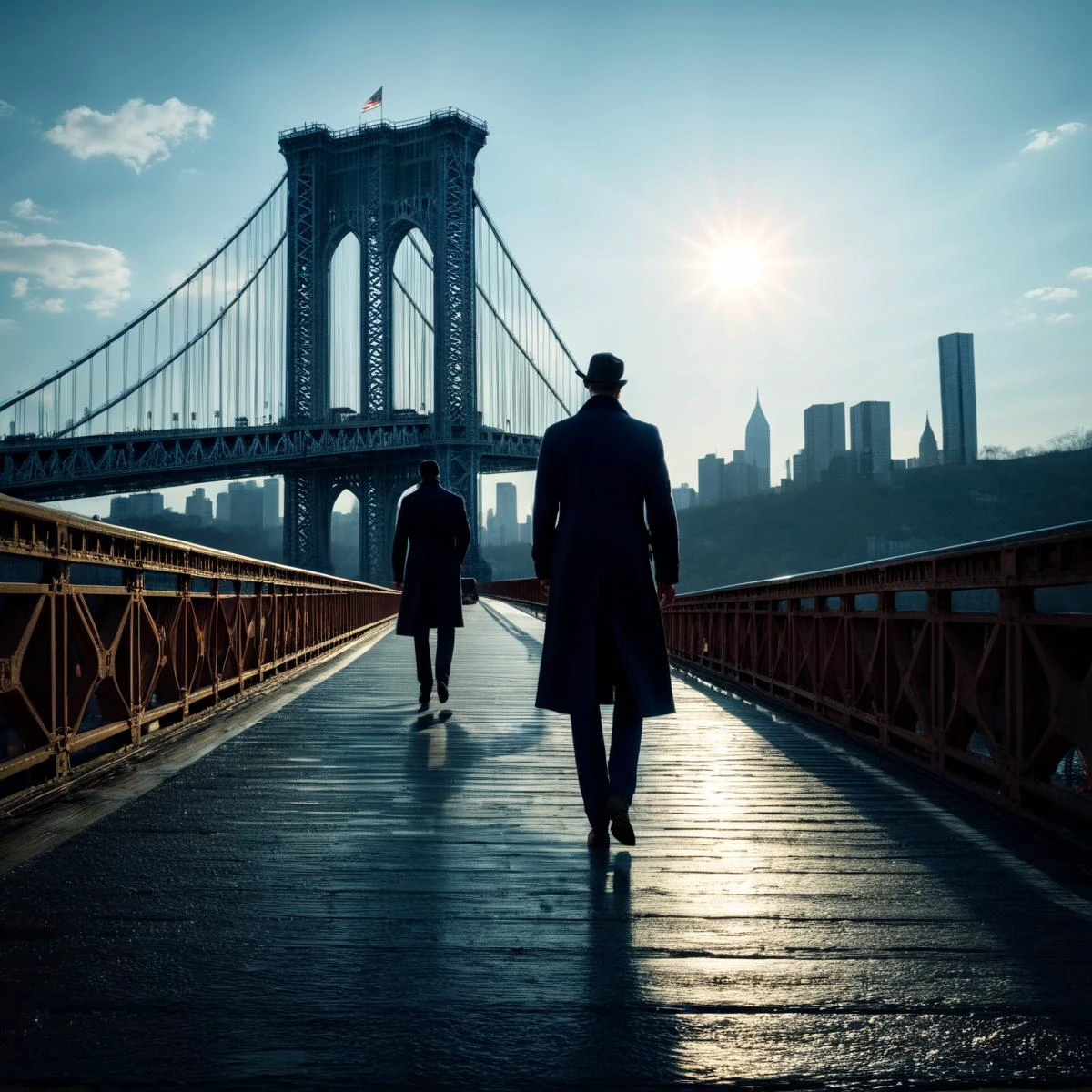 (((On a bridge with the George Washington Bridge in the background))), volumetric lighting, vibrant colors, 4k epic detailed, shot on kodak, 35mm photo, sharp focus, high budget, cinemascope, moody, epic, gorgeous, film grain, grainy, low key photography, dramatic lighting, intense emotions, cinematic feel, mysterious ambiance, emphasizing shape and form, creating depth, evoking drama, storytelling through shadows, professional technique,professional lighting, imaginative concept, creative styling, otherworldly aesthetic, surreal visual, captivating narrative, intricate detail, fantastical landscape, editorial storytelling, professional lighting, creating visual impact, evoking emotion, pushing creative boundaries <lora:add-detail-xl:2> <lora:Cosine_freck:1>