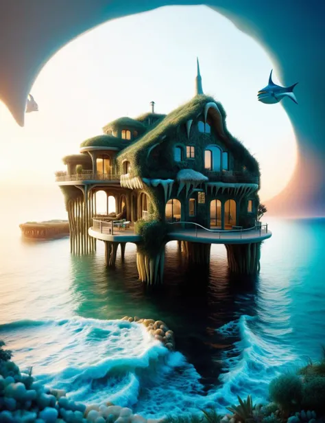 DonMT33thXL, coastal town estate in chaparral biome, <lora:DonMT33thXL:1>