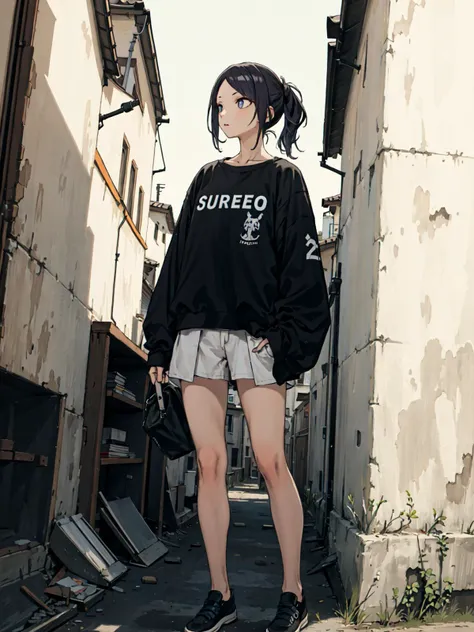 best quality, detailed background, girl, ,euro_street, random_wear, <lora:tanakaMamimiTHEIDOLM_v10:1>