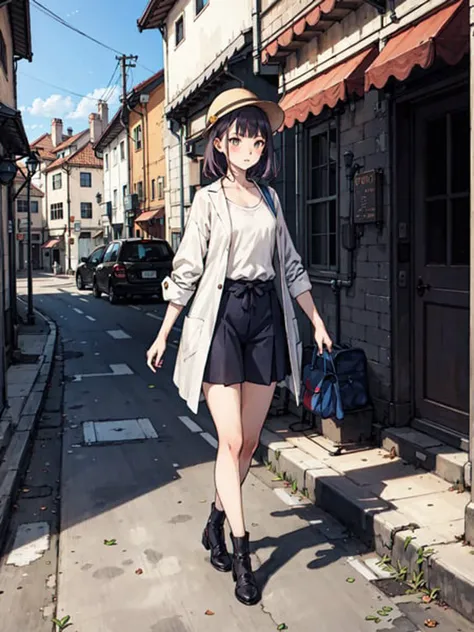 best quality, detailed background, girl, ,euro_street, random_wear, <lora:hairOverEyesLoraStyle_v1:1>