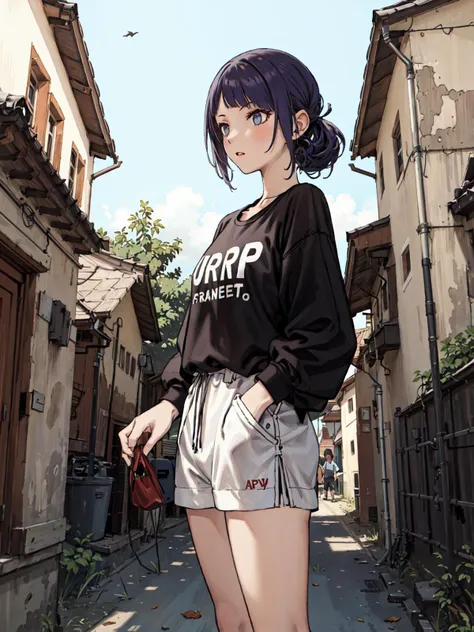 best quality, detailed background, girl, ,euro_street, random_wear, <lora:tanakaMamimiTHEIDOLM_v10:1>