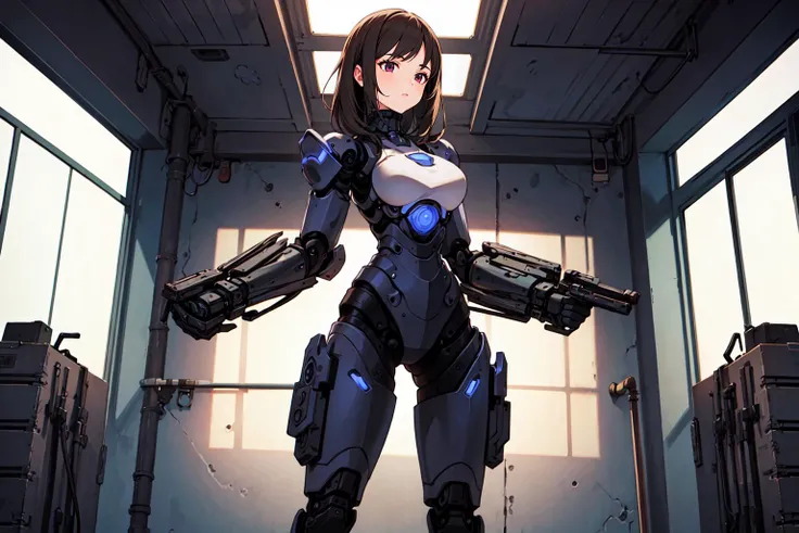 (masterpiece),(best quality:1.6), (ultra-detailed),bionic girl,mechanical arms, ,factory