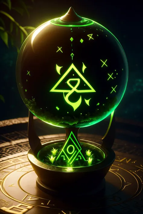 flawless, photorealistic, <lora:GlowingRunesAIv4-000005:0.8>, a glowingrunes_green serving dome lush detail, bokeh,