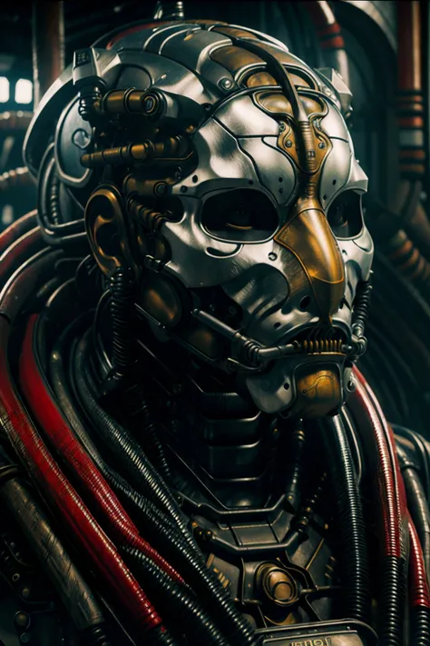 zomb00d, female tiger, robot, science fiction, realistic, cable, steampunk, mask, glacier, Refined, factory <lora:zomb00d-000010:1>