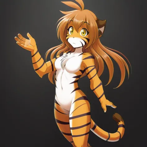 Flora Twokinds,1girl,animal ears,furry female,tiger tail,yellow eyes,tiger girl,solo,nude, orange fur,body fur, small breasts, white belly and chest area, black stripes,(Anime:1.3),Cartoon(,Masterpiece:1.4),8k,best quality,good hands <lora:FloraTwokindsSDXLV2:0.8>
Looking at viewer, posing,simple background,beautiful,correct anatomy,  (by Tom Fischbach:1.3) <lora:neg4all_bdsqlsz_xl_V7:0.8>