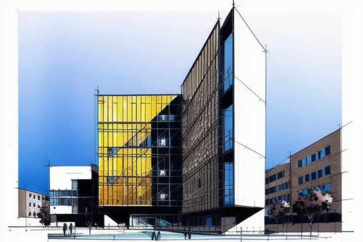 building, window, glass, evening, scenery, outdoors, sky