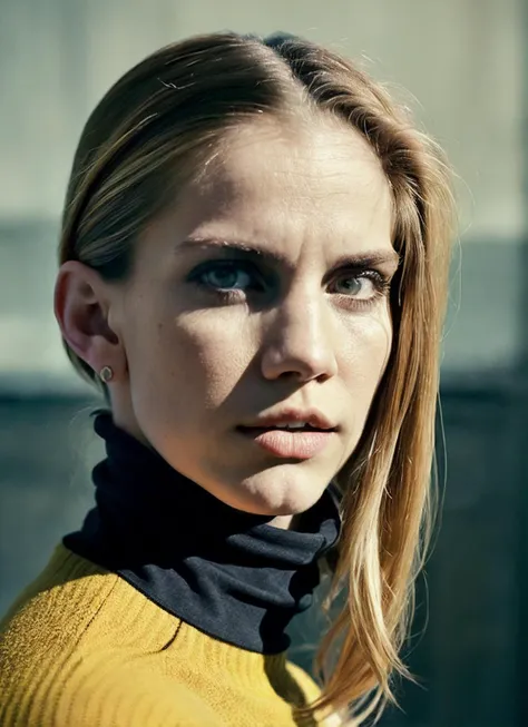 A stunning intricate full color portrait of (sks woman:1), wearing a black turtleneck, epic character composition, by ilya kuvshinov, alessio albi, nina masic, sharp focus, natural lighting, subsurface scattering, f2, 35mm, film grain, <lora:locon_annachlumsky_v1_from_v1_64_32:1.3>