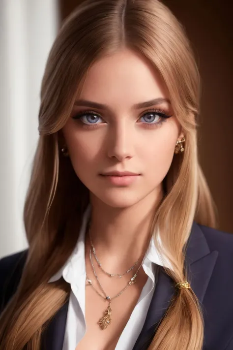 face portrait of 1girl, light long hair, wearing a secretary suit, in an office, (slightly smiling), closeup, (makeup), earring, necklace, detailed eyes, limbal ring, 
(masterpiece, best quality, high quality), hyperdetailed, highres, high detail, intricate detail, HDR, 8k wallpaper, sharp focus, detailed background, realistic, photorealistic, perfect hands, realistic eyes, detailed skin texture, (blush:0.5), (goosebumps:0.5), subsurface scattering
<lora:Gwinnett:0.8>