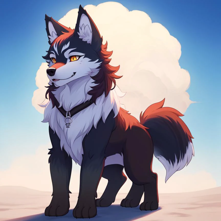 Masterpiece, best quality, Wolf_male, detailed_fluffy_fur, uploaded_to_e621, antro, furry_female, Masterpiece, Best_quality, solo, (Antro), kemono art style, sfw, full body,