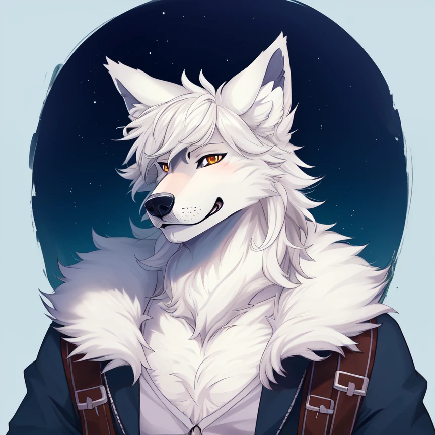 Masterpiece, best quality, Wolf_male, detailed_fluffy_fur, uploaded_to_e621, antro, furry_male, Masterpiece, Best_quality, solo, (Antro), kemono art style, sfw