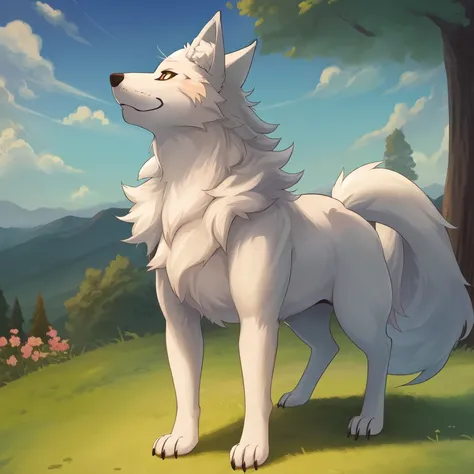 Masterpiece, best quality, Wolf_male, detailed_fluffy_fur, uploaded_to_e621, antro, furry_female, Masterpiece, Best_quality, solo, (Antro), kemono art style, sfw, full body,