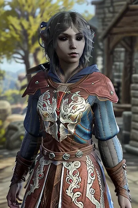 close up, Cosplay of a blue haired Flooreena for the main character of the game Assassins Creed in hood, Baldur's Gate Drow woman, (large elf ears), Nikon D750, 32k, Megapixel, HDR, Leica 50mm lens, Kodak Portra 800 film, <lora:Flooreena-15:1>,