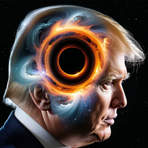 dvr-wwyt, donald trump thinking of a black hole, double exposure,
