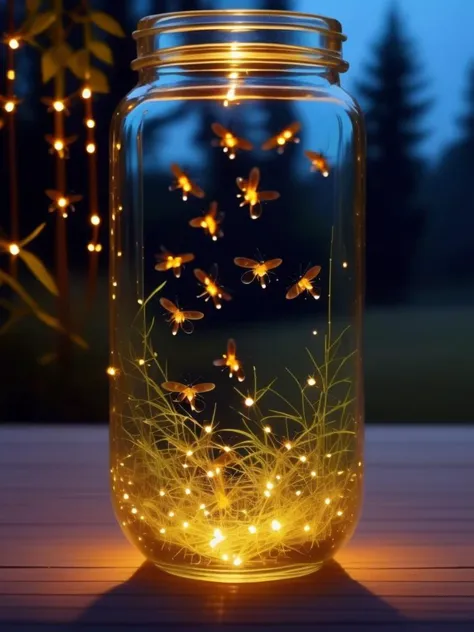 Fireflies in jars, Childhood love,  innocent,  pure, Twilight memories, a screenshot