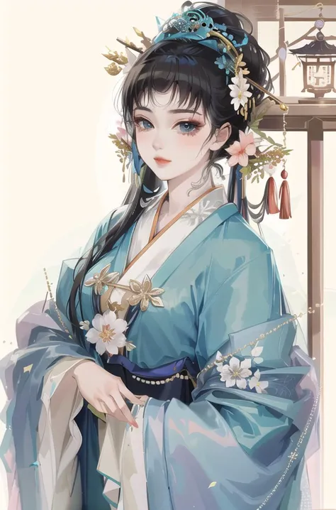 masterpiece, high quality,1girl,looking at viewer,east asian architecture, xqgirl, upper body,blue clothes <lora:XF_BS2_Model_NAI:0.8>