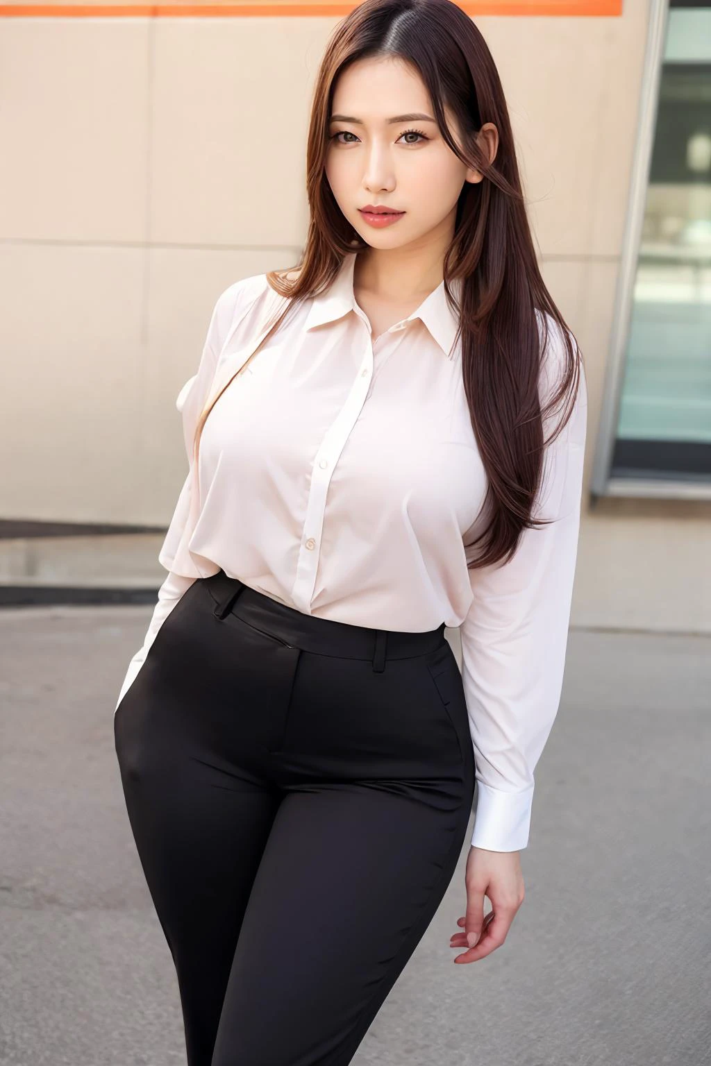 1girl, aisayama_jav, breasts, long hair, parted lips, lipstick, standing, <lora:JAV_ai_sayama_v1_epoch_10:0.8>
wearing blouse, pants, highwaist,
looking at viewer, shot using canon DSLR,
detailed body, attractive body, perfect human body, realistic face,
(ultimate quality, masterpiece, highres:1.0), realistic:1.6, photorealistic,