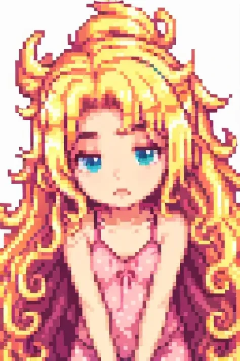 <lora:svportrait64-v1:0.8>, best quality, detailed background, upper body, girl, (tired:1.1), blonde hair, short hair, curly hair, pink pajamas,