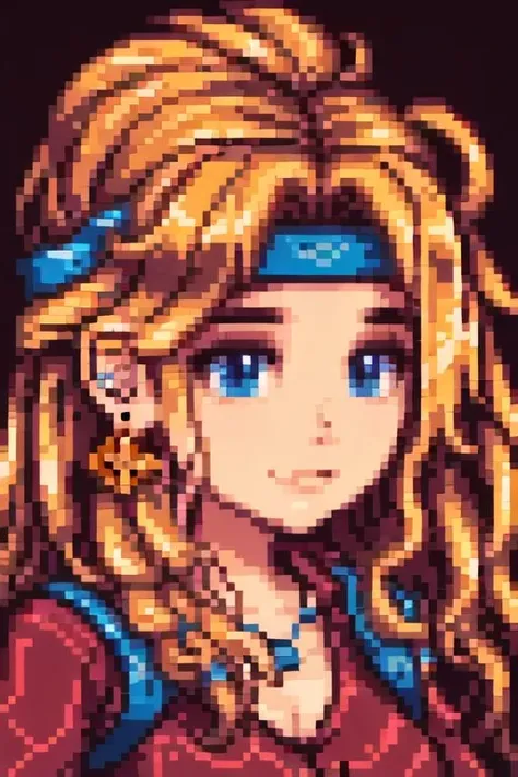 <lora:svportrait64-v1:0.9>, best quality, detailed background, upper body, female, headband, red dress, blue eyes, earring, brunette hair,