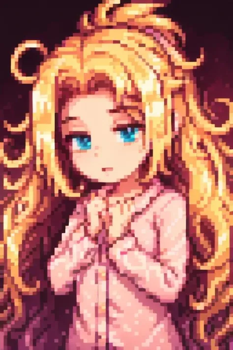 <lora:svportrait64-v1:0.8>, best quality, detailed background, upper body, girl, (tired:1.1), blonde hair, short hair, pink pajamas,