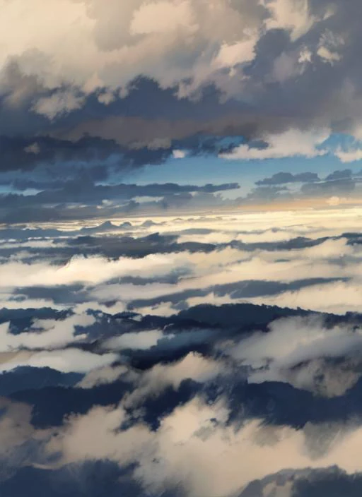 <lora:ANIME_STYLE_SHOW_HowlsMoving_Environment_v1:1>, landscape with clouds, 64K, f1.2, 800mm, UHD, dynamic lighting