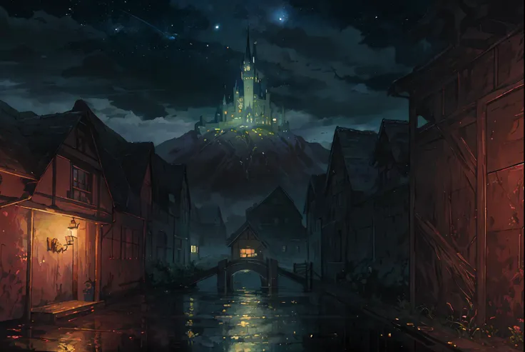 best quality, masterpiece, illustration, ultra-detailed, landscape/scenery,
castle, in the rain, starry detailed water, beautiful detailed starry sky
<lora:howlbgsv3:1>