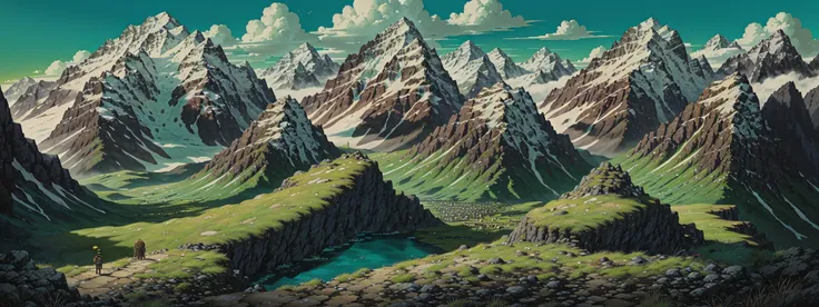 mountain, detailed colors, grass, hard hat, golden crown, detailed, vivid colors, photorealistic painting art by Midjourney and Greg Rutkowski, official art, (ocean:1.2), style-empire:0.5, intricate drawing, High Detail RAW color Photo, in the style of <lora:howlsMovingCastleInterior_v3:1>, (muscular legs:0.25), dramatic lighting