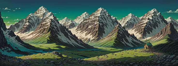 mountain, detailed colors, grass, hard hat, golden crown, detailed, vivid colors, photorealistic painting art by Midjourney and Greg Rutkowski, official art, (ocean:1.2), style-empire:0.5, intricate drawing, High Detail RAW color Photo, in the style of <lora:howlsMovingCastleInterior_v3:1>, (muscular legs:0.25), dramatic lighting
