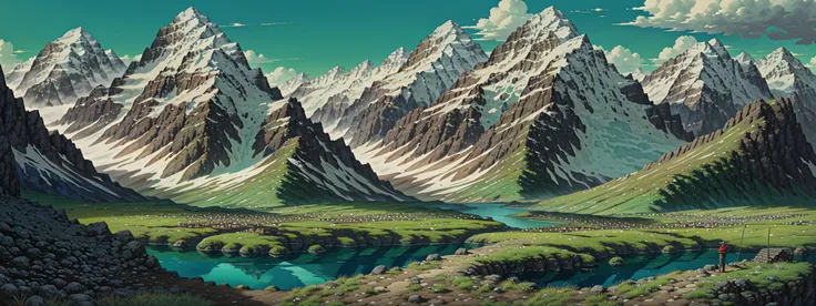 mountain, detailed colors, grass, hard hat, golden crown, detailed, vivid colors, photorealistic painting art by Midjourney and Greg Rutkowski, official art, (ocean:1.2), style-empire:0.5, intricate drawing, High Detail RAW color Photo, in the style of <lora:howlsMovingCastleInterior_v3:1>, (muscular legs:0.25), dramatic lighting