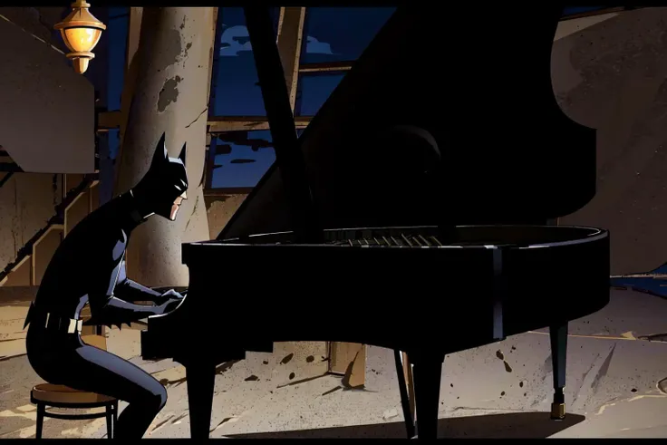 masterpiece,(side view,straight on:1.5),black big cloak,
batman playing a perfect detail piano, outside, grey bodysuit, utility belt, black gloves, boots,dark night,<lora:batman:0.9>
<lora:classic_piano:1> instrument, piano, solo, playing instrument, music, sitting,musical notes floating in the air