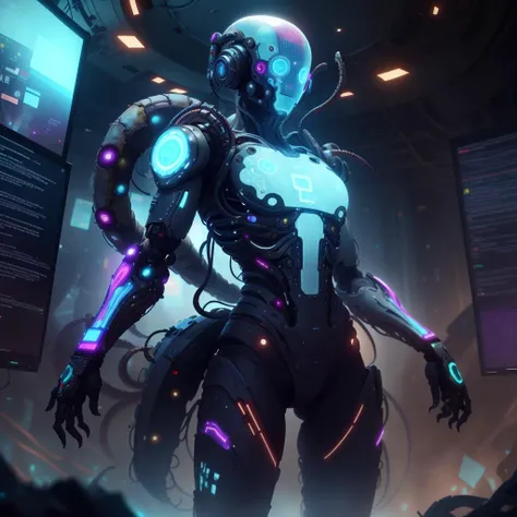 <lora:AdsTech-20:0.8>, adstech , scifi,   colorful symbols,  hologram,
1girl, cowboy shot, short hair, 
  <lora:DreadTech-20:0.7>, dreadtech  , disturbing