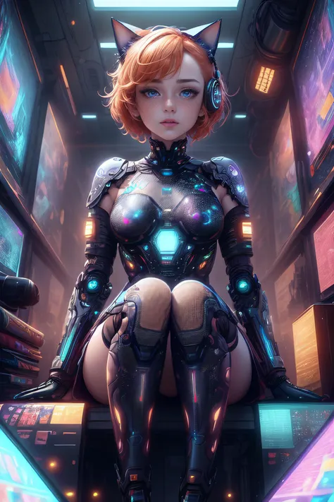 official art,unity 8k wallpaper,ultra detailed,beautiful and aesthetic,masterpiece,best quality,1girl,orange hair,freckles,eyelashes,short hair,blue eyes,extremely detailed,highest detailed,<lora:add_detail:0.7>,adstech,colorful symbols,hologram,scifi,<lora:AdsTech:1>,Tsundere,holding_cat,sitting,, (intricate details:0.9), (hdr, hyperdetailed:1.2)