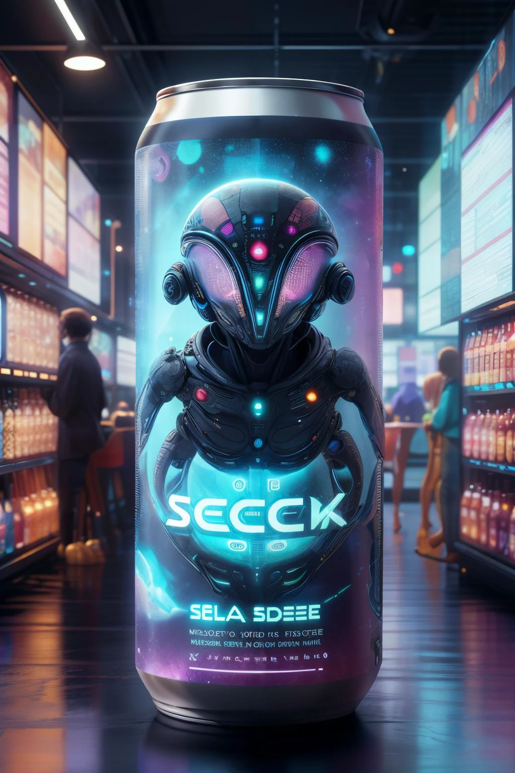 masterpiece, adstech, alien sex soda, label, text, logo, commercial, advertisement, colorful, intricate, detailed, best quality, <lora:AdsTech:1>
