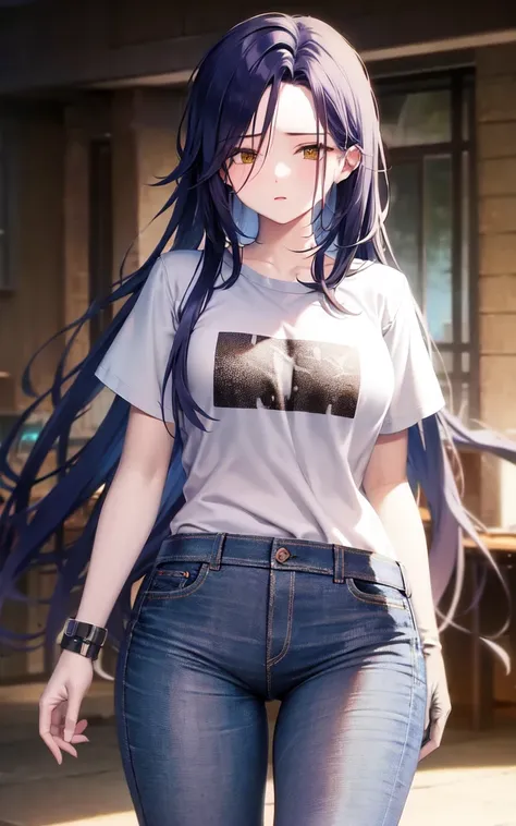 AR-18, jeans,t-shirt, <lora:AR-18-000007:1>