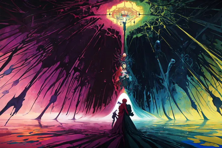 blacklight, ultra hd, Painting By Jan van Eyck, Hieronymus Bosch, Neo-Gothic, gothic, rich deep colors. Beksinski painting, part by Adrian Ghenie and Gerhard Richter. art by Takato Yamamoto. masterpiece. intricate artwork by Tooth Wu and wlop and beeple, greg rutkowski, very coherent symmetrical artwork. cinematic, hyper realism, high detail, octane render, unreal engine, 8k, Vibrant colors, Smooth gradients,