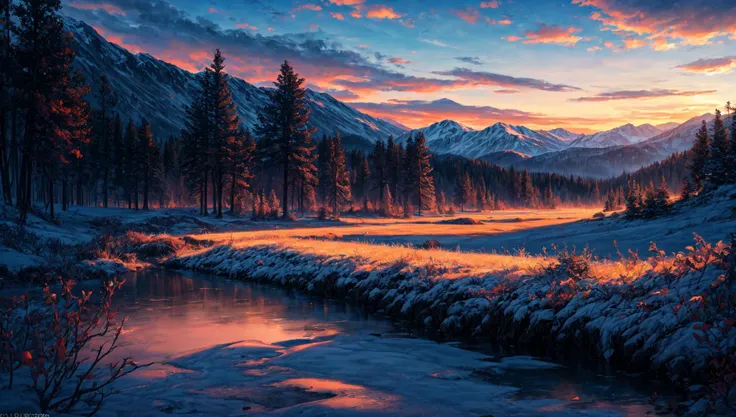 ((masterpiece:1.4,best quality)), cloud, outdoors
(mountains), spring glade, scenery, sky, winter,
(early morning:1.4),morning red, high detail, abundant, 8k, high detail, wallpaper,
<lora:more_details:1.5>
